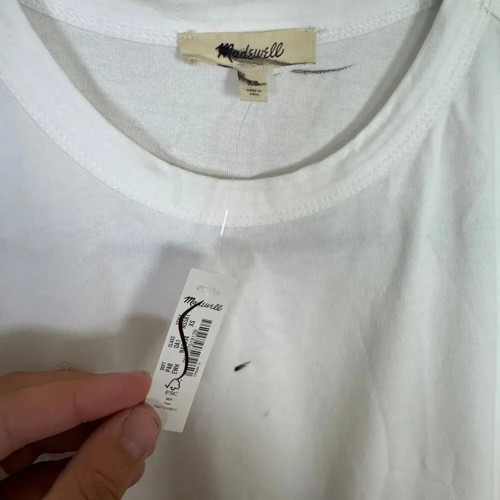 Madewell The Perfect Crewneck Tee WMNS XS White Cotton Short Sleeve Lightweight